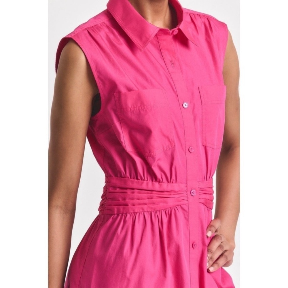 New Derek Lam 10 Crosby Cora Sleeveless Cotton Shirtdress Pink size 6 - Picture 3 of 12